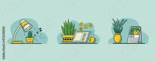 Illustration of flat design work area for working from home