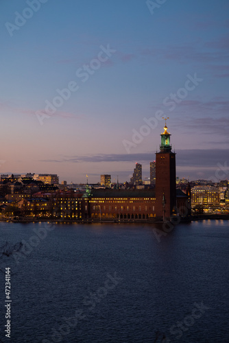 Panorama of Stockholm city on a sunny winter day photographed from the hill. Capital of Sweden © boumenjapet