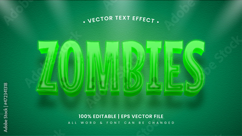Green zombie 3d text style effect. Editable illustrator text style.