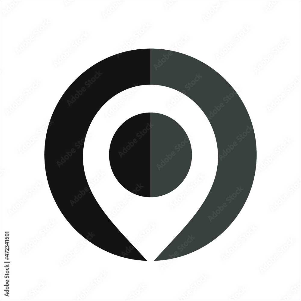 GPS or map pointer in black circle. GPS or map pointer in black circle.