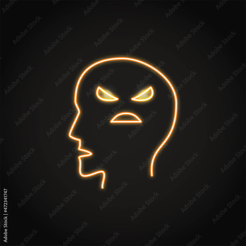 Neon psychosis icon in thin line style Neon psychosis icon in thin line style