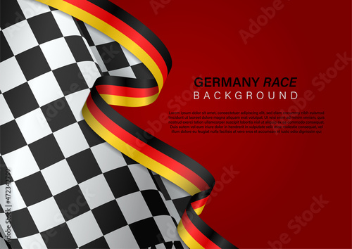 racing flag with Germany flag color ribbon, Vector Illustration