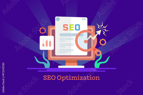 SEO optimization strategy, search engine ranking development, keyword targeting for digital business promotion and website traffic growth, abstract design web banner concept.