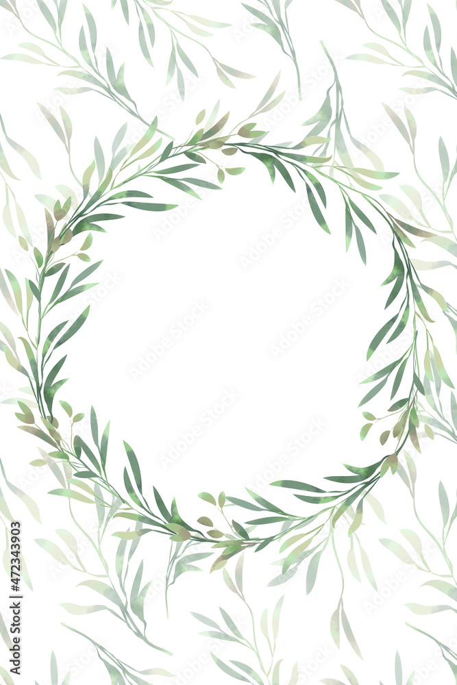 Greeting card design. Spring foliage. Beautiful isolated clipart element for design.