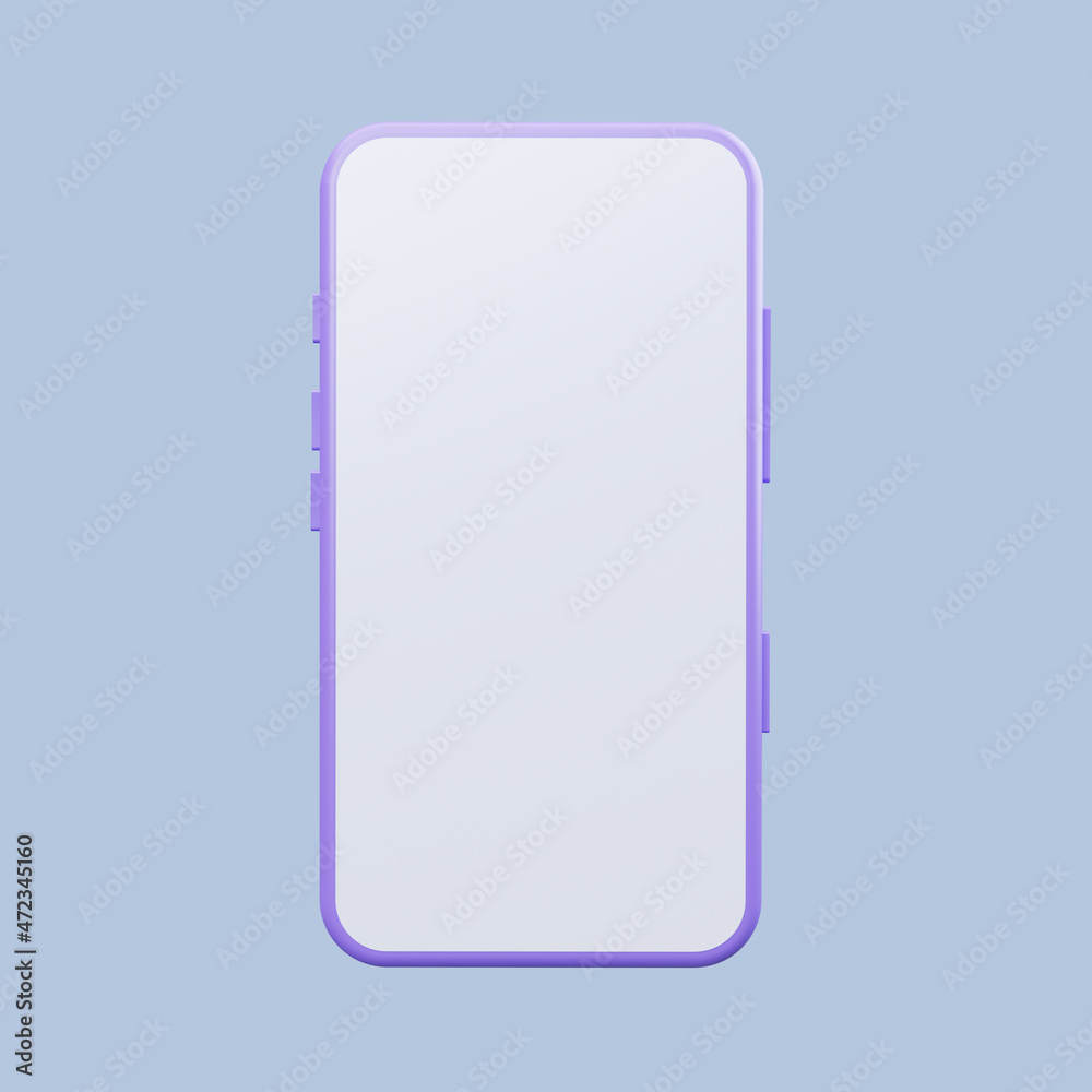Mockup of the phone top view. With a blank white screen. 3D rendering illustration Mockup of the phone top view. With a blank white screen. 3D rendering illustration