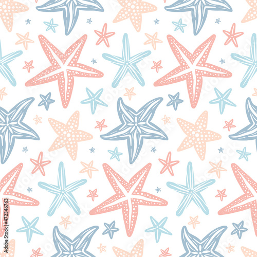 Cute Vintage Starfish Vector Seamless Pattern Design