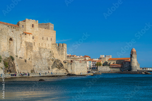 Old town of Collioure, France, a popular resort town on Mediterranean sea