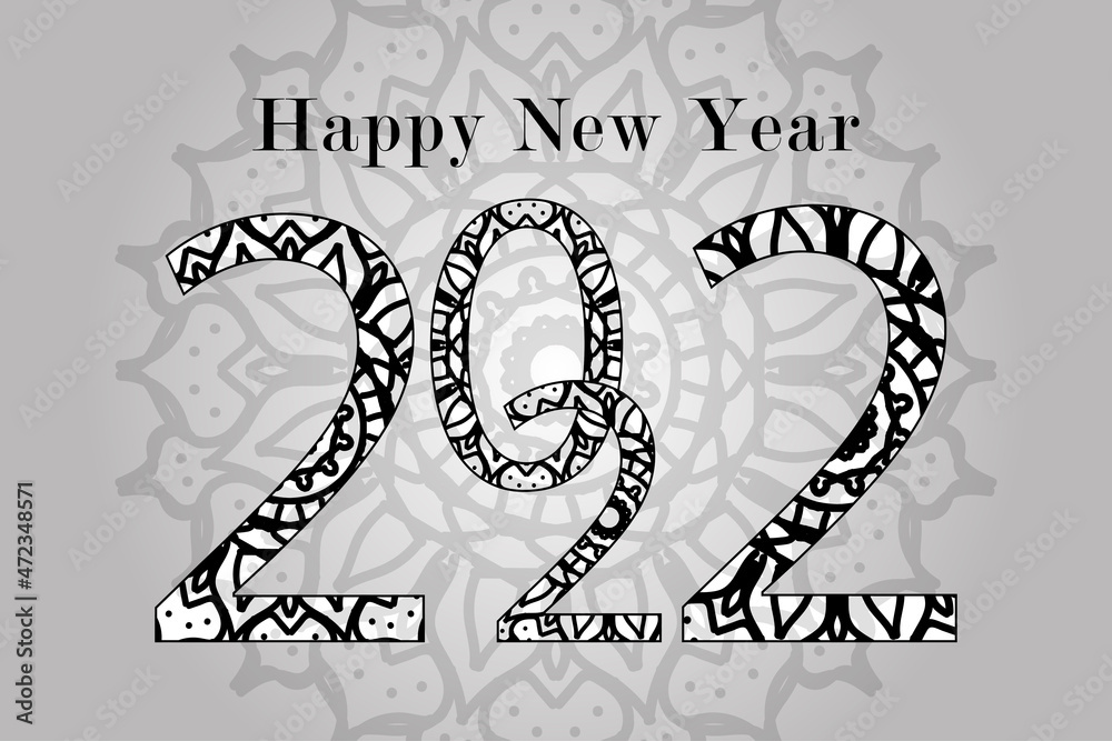 Abstract Background Happy new year 2022 on mandala style Abstract Background Happy new year 2022 on mandala style