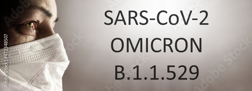 SARS COV 2 Omicron virus variant detected in South Africa. Covid 19 alpha, beta, gamma, delta, lambda, mu, omicron variants outbreak around the world. photo