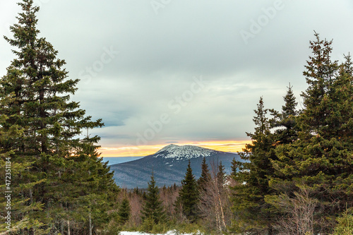 Beautiful view from Dalny Taganay mountain on Kruglitsa mountain. Dalny Taganay, Taganay national Park, Zlatoust city, Chelyabinsk region, South Ural, Russia. photo