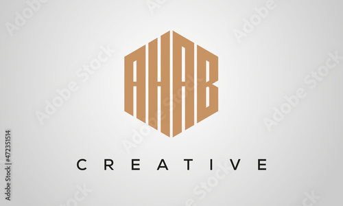 letters AHAB creative polygon hexagon logo victor template	 photo