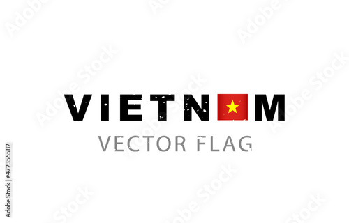 Vietnam flag as letter A in VIETNAM. Vector illustration isolated on white background.