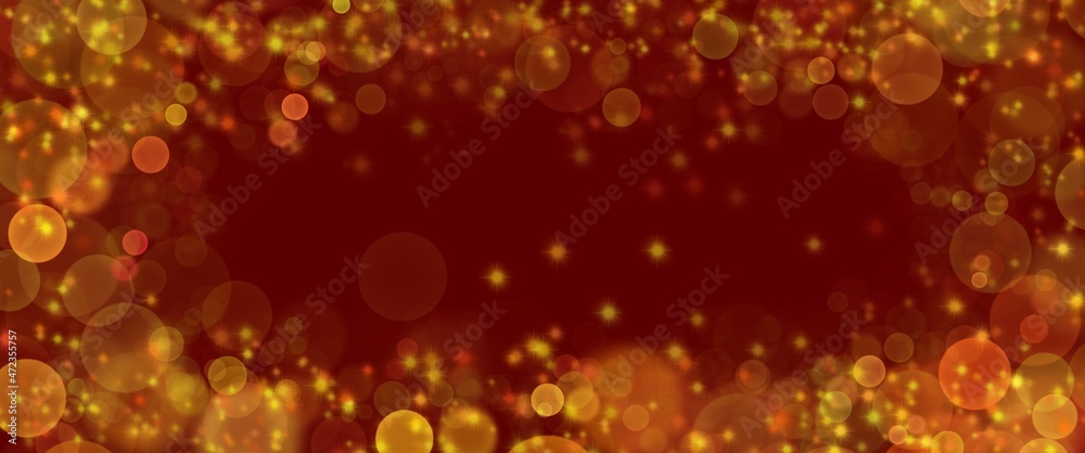Sfondo banner astratto rosso con stelle e luci dorate Sfondo banner astratto rosso con stelle e luci dorate