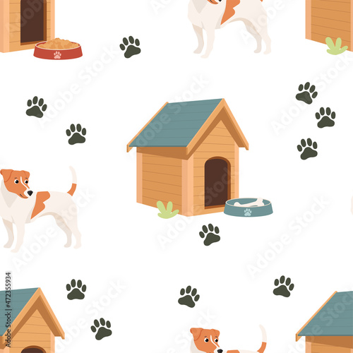 Seamless pattern of Cartoon Jack Russell