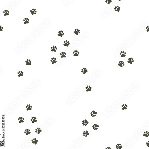 Seamless Pattern of Dogs or Cats Footprints. A lot of pets paws. Animal backdrop for pet shop