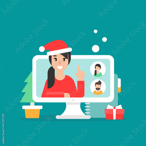 Webinar, online lass, remote team work concept. Learn and study via teleconference or video course.