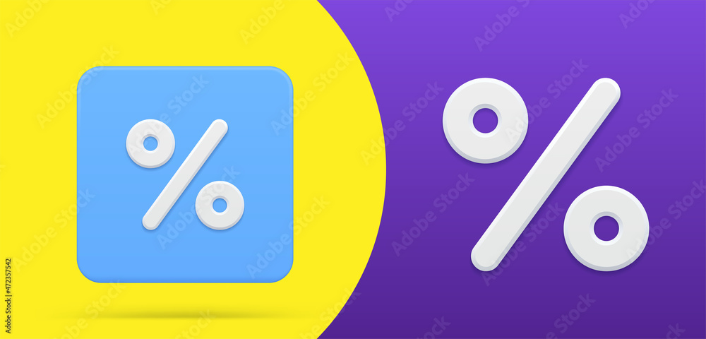 Simple percent 3d icon button set vector illustration. Financial emblem symbol of discount, sale Simple percent 3d icon button set vector illustration. Financial emblem symbol of discount, sale
