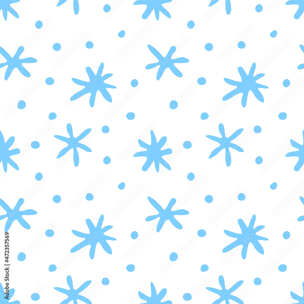 Vector seamless pattern from hand drawn snowflakes in doodle style. Winter, christmas, new year background and texture. Snowfall and night sky Vector seamless pattern from hand drawn snowflakes in doodle style. Winter, christmas, new year background and texture. Snowfall and night sky