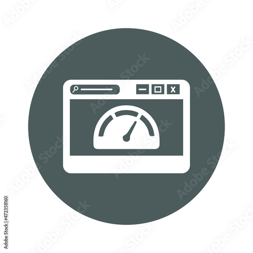 Browser, dashboard, speed, web page icon. Gray vector sketch.