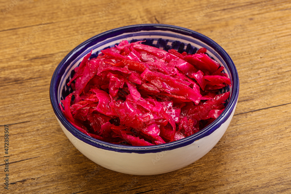 Marinated red cabbage in the bowl Marinated red cabbage in the bowl