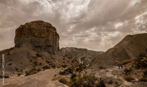 Landscape of Tabernas desert in Almeria, Spain