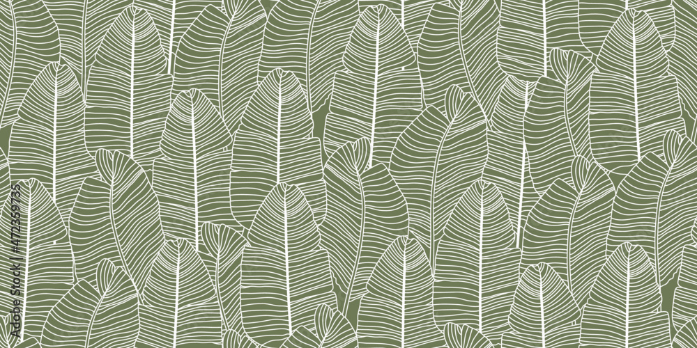 Fototapeta premium Japanese Leaves Geometric Seamless Pattern