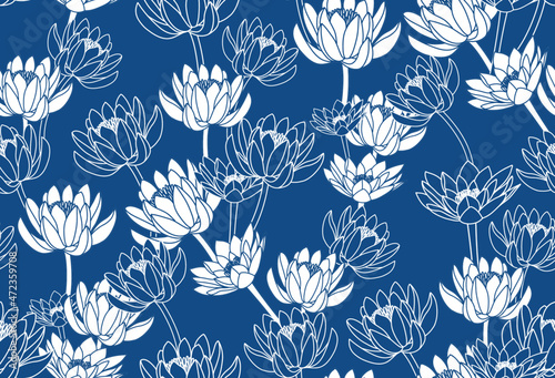 Japanese Lotus Seamless Pattern