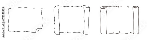 古い紙のイラストセット（モノクロ）