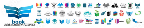 A set of vector Book logos on a white background