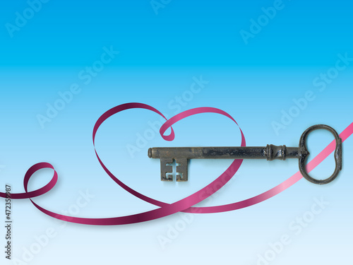 Key in a bow from a heart for the big love marriage