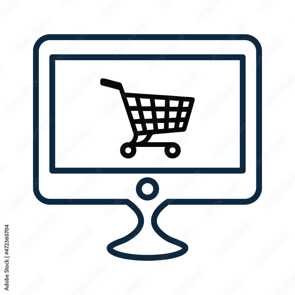 Online, shopping line icon. Outline vector. Online, shopping line icon. Outline vector.