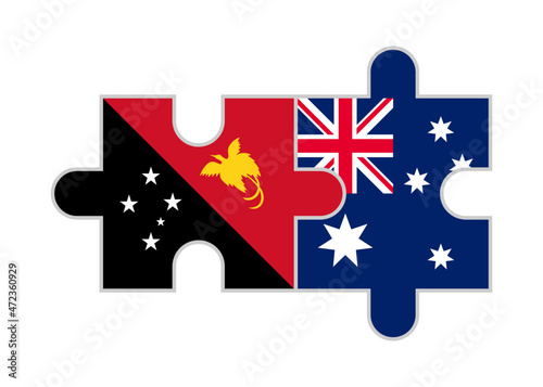 puzzle pieces of papua new guinea and australia flags. vector illustration isolated on white background