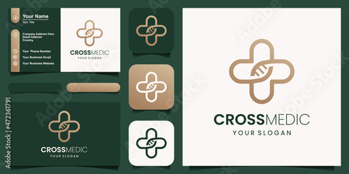 Health minimal logo with DNA brand icon symbol and visual identity for health companies