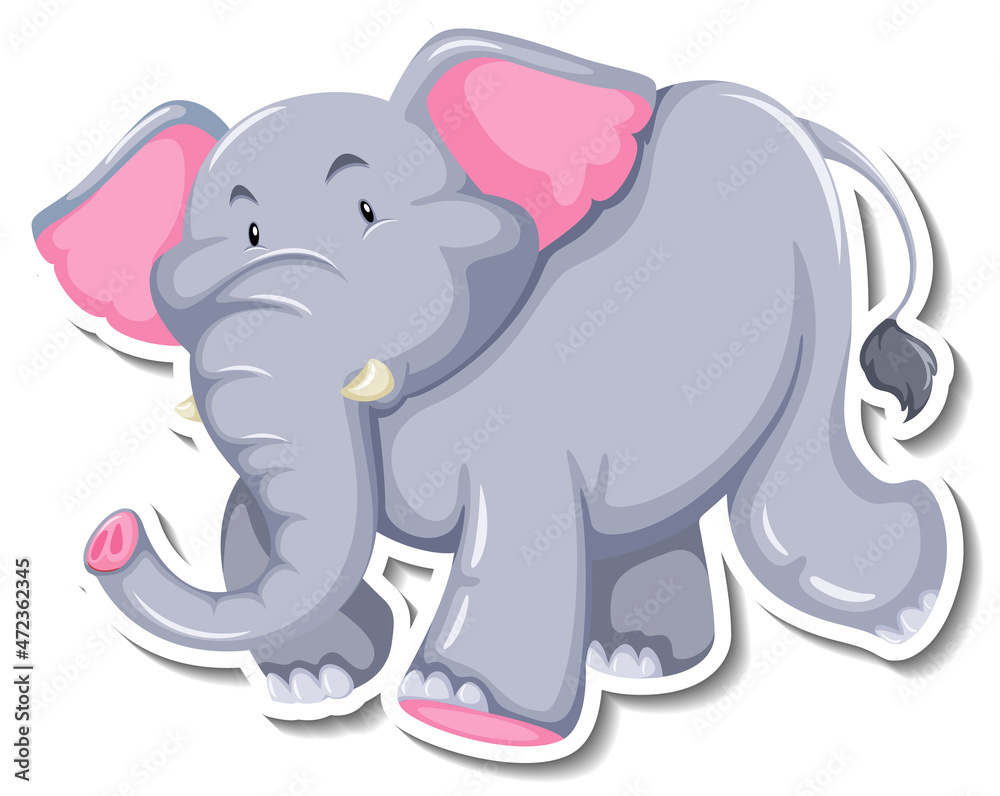 Obraz premium Elephant cartoon character on white background