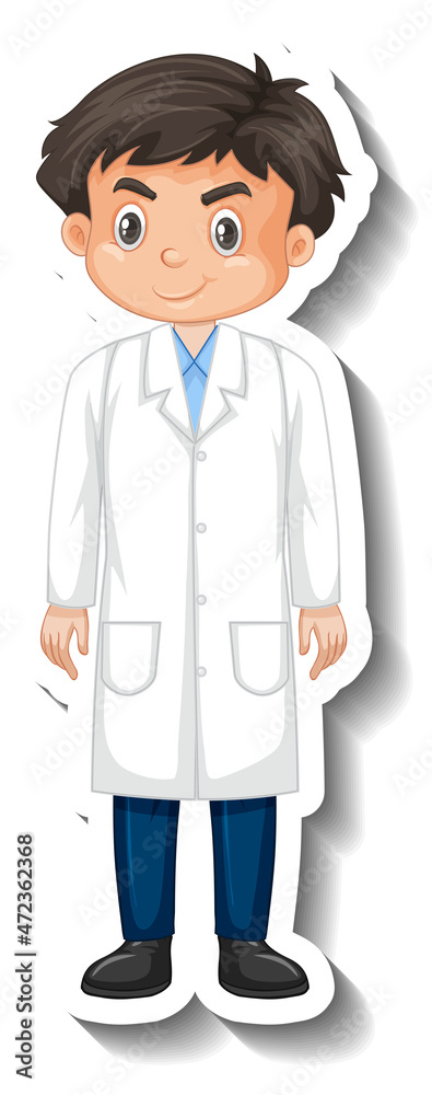 Scientist student boy cartoon character sticker Scientist student boy cartoon character sticker
