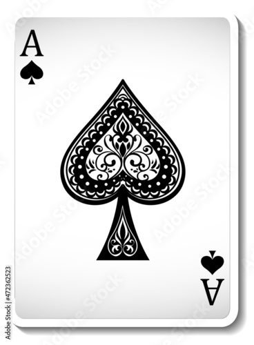 Ace of Spades Playing Card Isolated