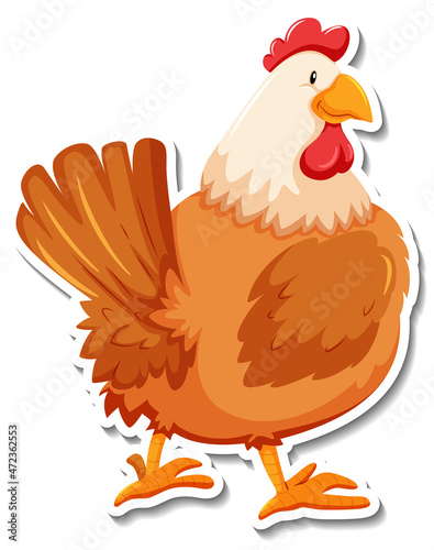 Chicken animal farm animal cartoon sticker © blueringmedia