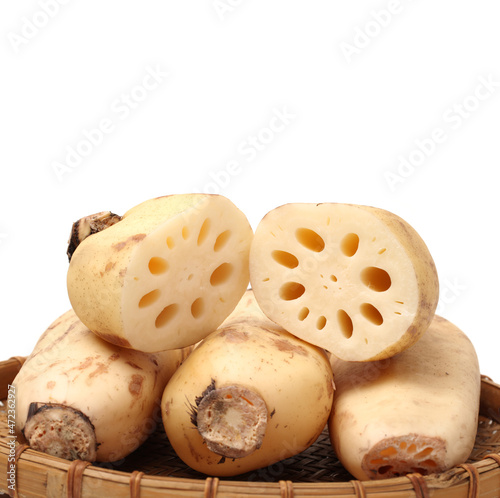  Lotus root on the white background