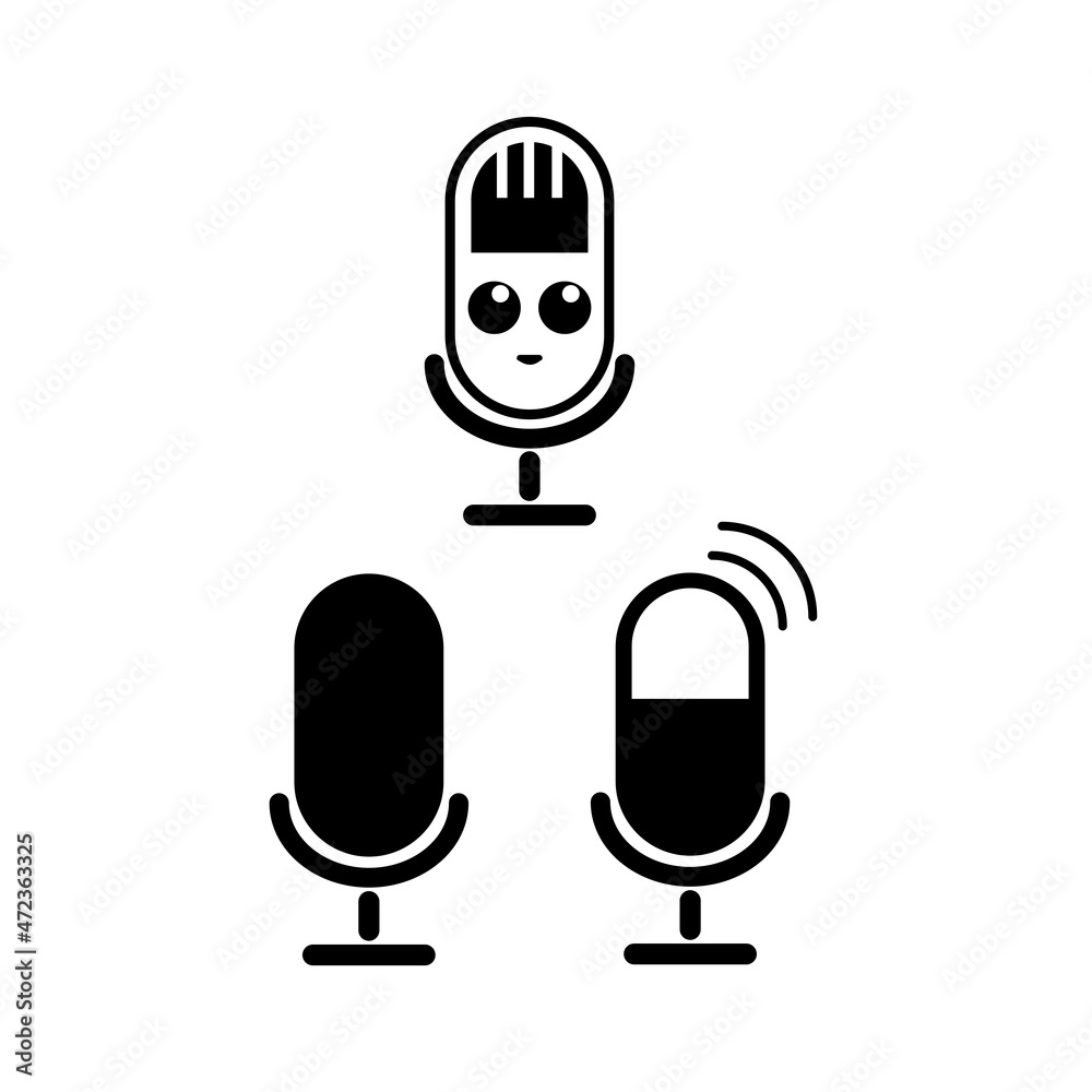 Collection of microphone icons in simple style. Vector illustration Collection of microphone icons in simple style. Vector illustration