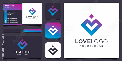 heart pixel symbol logo icon design template elements
