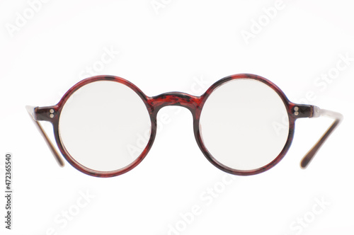 old fashioned glasses on white background 