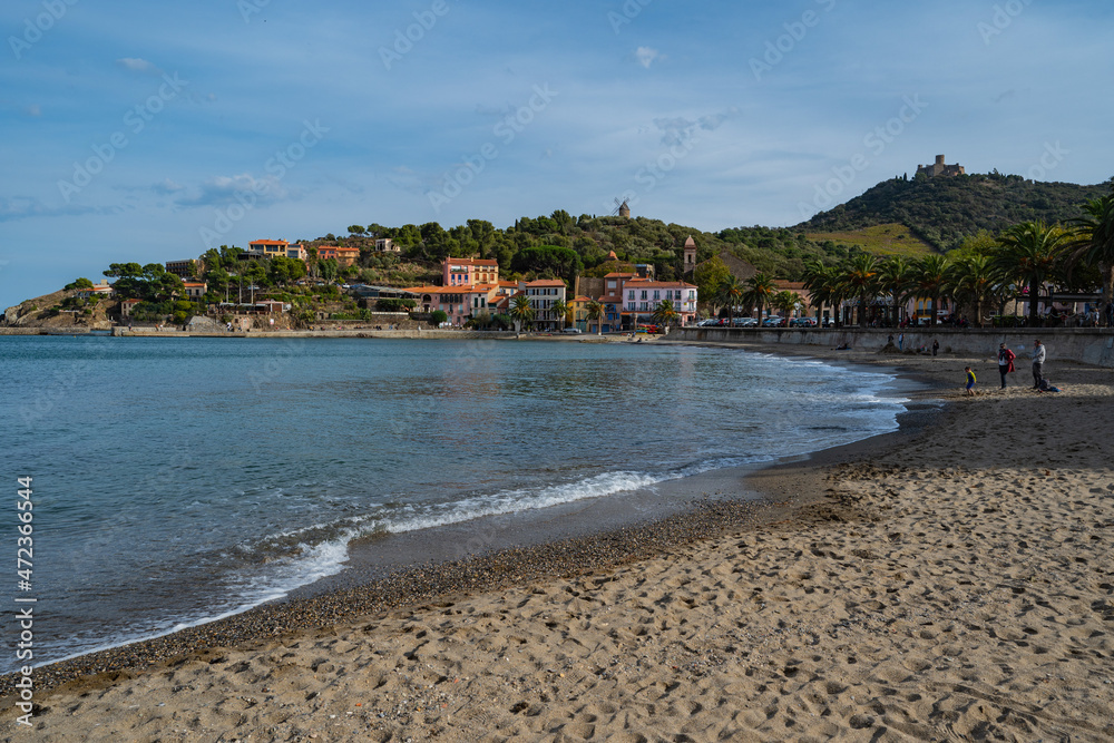 Old town of Collioure, France, a popular resort town on Mediterranean sea