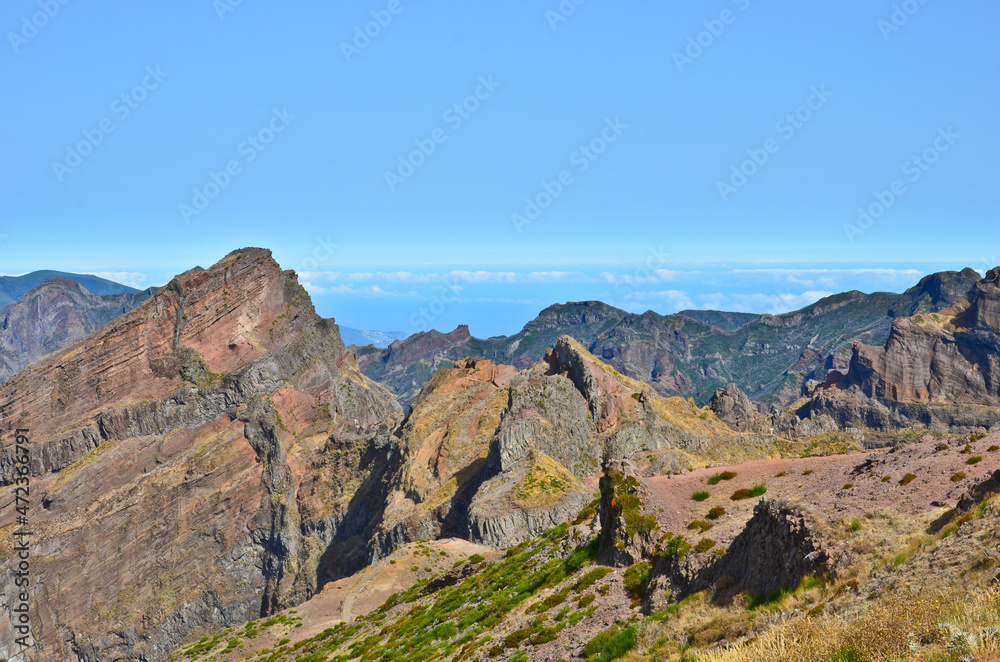 Harsh mountains and blue skies of Madeira
