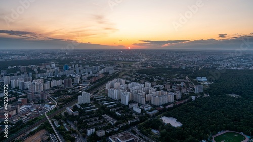 View of the evening metropolis from a great height © kotopalych