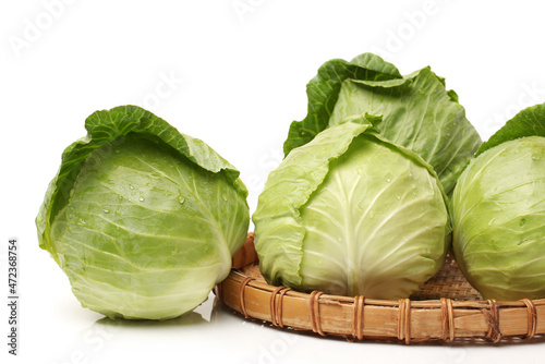 Tablou canvas Green cabbage isolated on white background