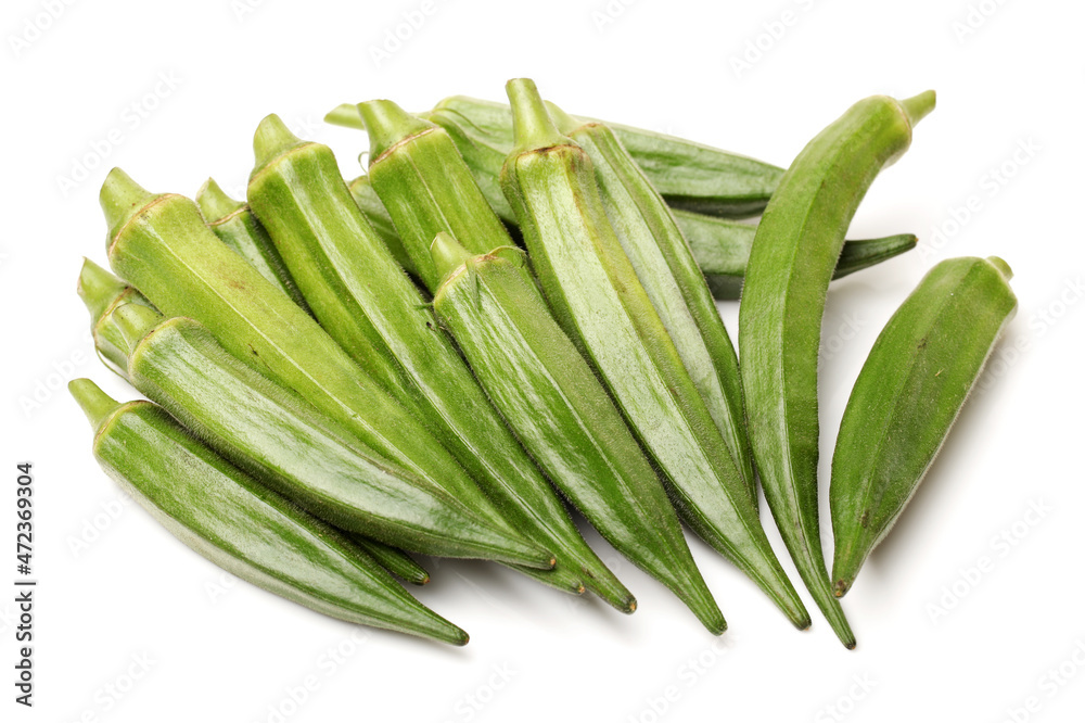 Fresh young okra isolated on white background Fresh young okra isolated on white background