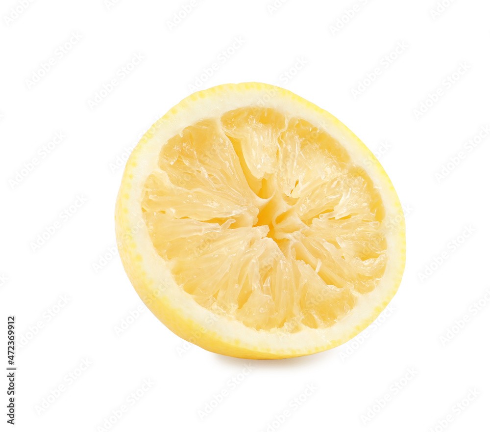 Half of squeezed lemon isolated on white Half of squeezed lemon isolated on white