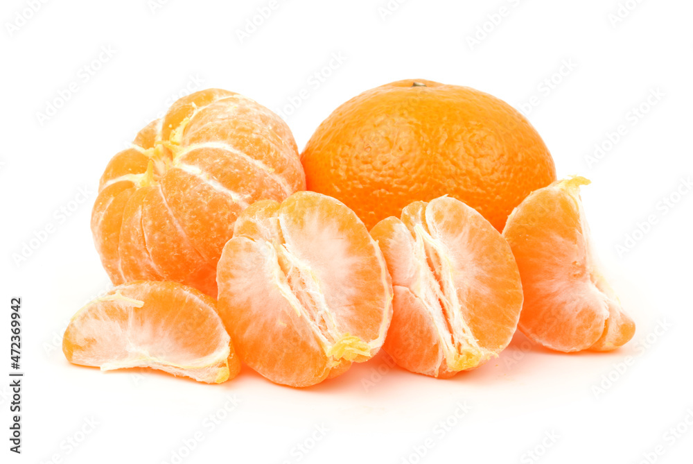 peeled tangerine isolated on white peeled tangerine isolated on white