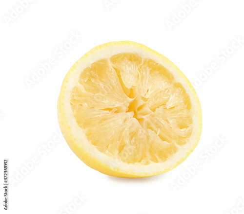 Half of squeezed lemon isolated on white