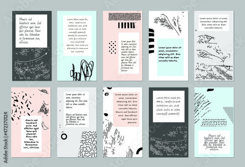 Set of abstract art templates. Suitable for social media posts, mobile apps, banners design. Vector backgrounds